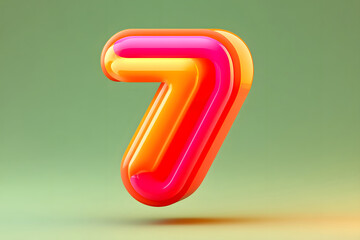Poster - 3d number 7, 3D rendering, anniversary birthday party celebration countdown concept illustration