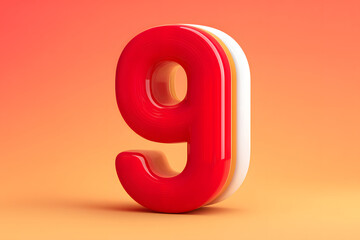 Poster - 3d number 9, 3D rendering, anniversary birthday party celebration countdown concept illustration