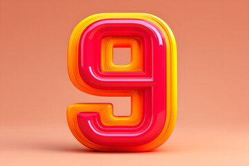 Poster - 3d number 9, 3D rendering, anniversary birthday party celebration countdown concept illustration