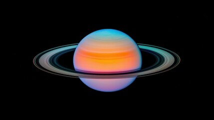 a beautiful planet with rings against a black space background