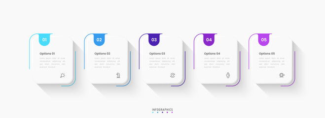 Wall Mural - Vector Infographic label design template with icons and 5 options or steps. Can be used for process diagram, presentations, workflow layout, banner, flow chart, info graph.