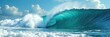 © Birdkab - Massive curling ocean wave crashes, wide angle view, power of nature, background, beach