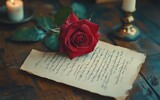 Faded letter and a rose, evoking memories of past love and lost moments in a sentimental, vintage style