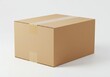© Laki - A single closed cardboard box with tape on a white background in a studio setting neutral lighting