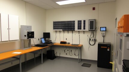 Poster - Renewable energy lab setup with micro-inverters, solar modules, and smart meters