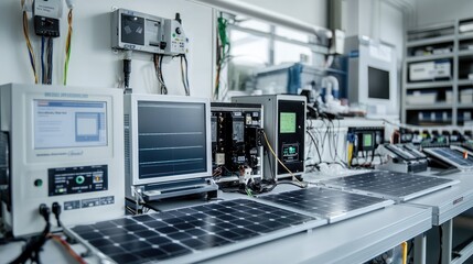 Poster - Renewable energy lab setup with micro-inverters, solar modules, and smart meters
