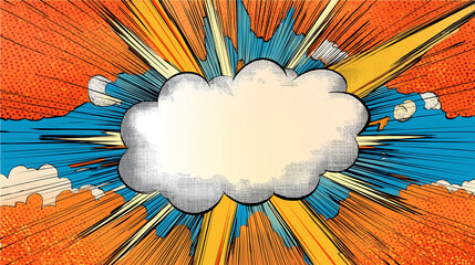 Aufkleber - Comic explosion background with blank speech bubble and speed lines
