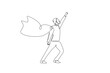 © tri - superhero with the cape in continuous one line drawing. Single line art illustration of business superhero. Editable vector.