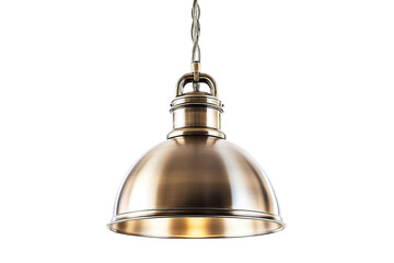 Wall Mural - elegant ceiling light fixture with a dome-shaped brass shade, casting a warm glow in darkness
