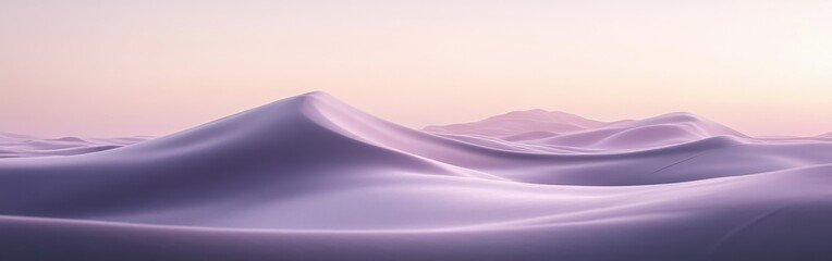 Poster - Smooth gradient background transitioning from muted purple to soft peach, creating a serene, abstract landscape of rolling hills