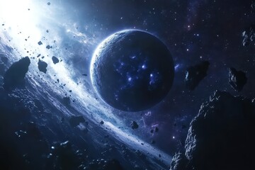 Wall Mural - vivid cosmic display of nebulae and space dust enveloping a distant planet in the universe, nebulae 