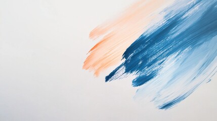 Aufkleber - Abstract Art on White Canvas: Blue and Peach Brushstrokes for Modern Design and Creative Backgrounds