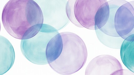 Aufkleber - Elegant pencil strokes circles in pastel lavender and teal evoke airy, translucent design elements and soft, watercolor-like backgrounds