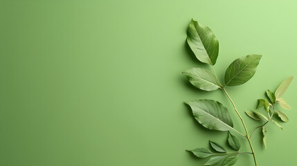 Poster - Green foliage with various leaf shapes on a pastel backdrop