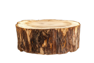a rustic wooden stump with a smooth flat top suitable for use as a coffee table or decorative piece in home decor