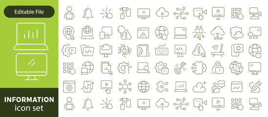 Information technology line icons collection. Big UI icon set in a flat design. Thin outline icons pack. Vector illustration EPS10