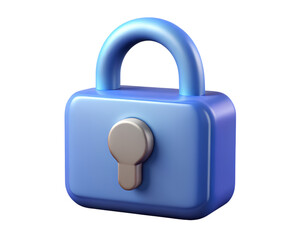 Poster - 3d render of a blue padlock symbolizing security Land Transportation Isolated on White Background