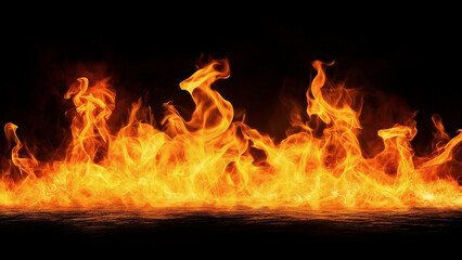 Wall Mural - texture of burn fire with particles embers. flames blaze fire flame overlays on isolated background.
