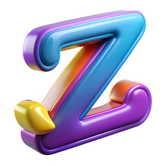 Poster - Colorful 3d rendered letter z with glossy surface high quality 3D Isolated on white background