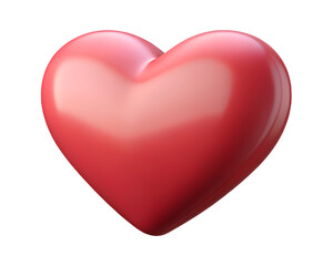 Poster - Red glossy heart shape high quality 3D Isolated on white background love and romance illustration