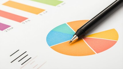 Poster - Colorful charts and graphs with pen on paper for business analysis