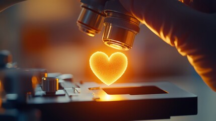 Poster - Heart shape illuminated under microscope in laboratory setting