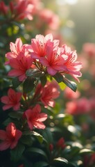Poster - Azalea Blooms in Radiant Light: A Cinematic Exploration of Floral Beauty