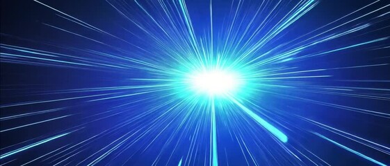 Poster - Dynamic burst of blue light radiating from the center, abstract