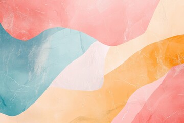 Poster - Abstract watercolor painting featuring flowing shapes in shades of pink blue orange and beige colors art