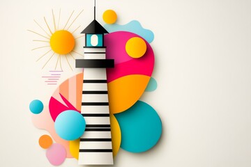 Poster - A geometric modern lighthouse design, with sharp clean lines and abstract elements