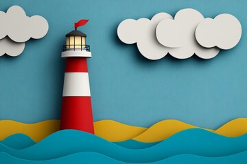 Poster - A geometric modern lighthouse design, with sharp clean lines and abstract elements