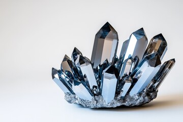 Poster - A hyper-realistic close-up of a cluster of crystals, showcasing their sharp edges and light reflections