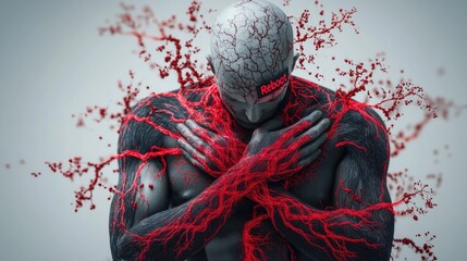 Fototapete - A surreal image of a person pressing 