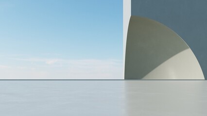 Poster - 3d illustration of abstract architecture background, geometric architectural with curve design, Car presentation