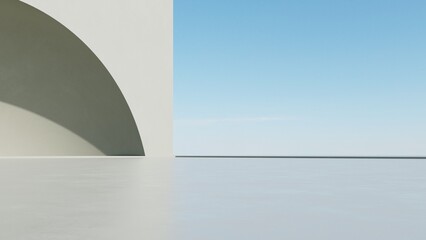 Fototapete - 3d illustration of abstract architecture background, geometric architectural with curve design, Car presentation