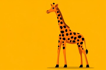 Poster - A flat vector illustration of an African giraffe, designed in a clean and modern style