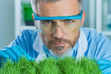 Poster - A scientist testing soil samples in a lab, analyzing the effects of different fertilizers