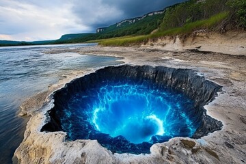 Aufkleber - An enchanted version of Niagara Falls where the water glows with magical blue light