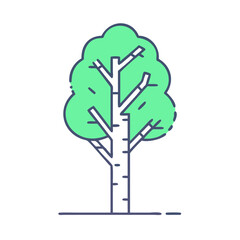 Poster - A Simple Illustration of a Green Tree with a White Trunk and Sparse Branches