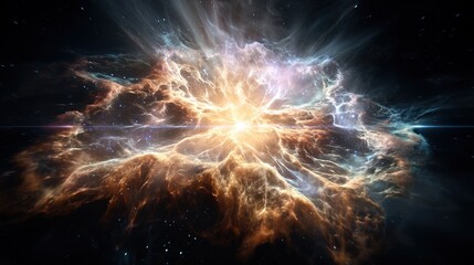 Poster - Stunning nebula showcasing brilliant colors and a bright star at its center forming a cosmic spectacle in space
