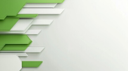 Poster - bright abstract green-white geometric background with layered smooth edges, modern banner design.