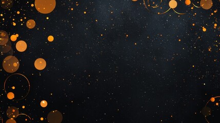 Poster - dramatic deep orange and black festive background with swirling confetti, subtle glittering sparkles