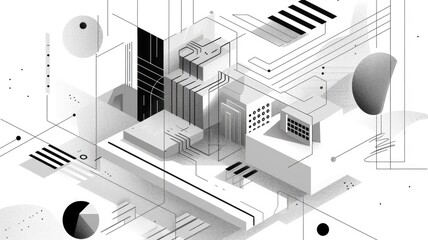 Poster - This abstract geometric design features striking lines and shapes in a monochrome palette, creating a modern and minimalistic visual art piece perfect for various uses.
