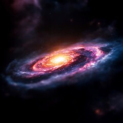 Aufkleber - Vibrant galaxy spiral formation with bright center core and swirling arms. Space illustration with dust clouds and stars. Cosmic background with light and dark hues