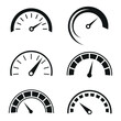 © Habib - Collection of black and white speedometer icons, dial and pointer designs