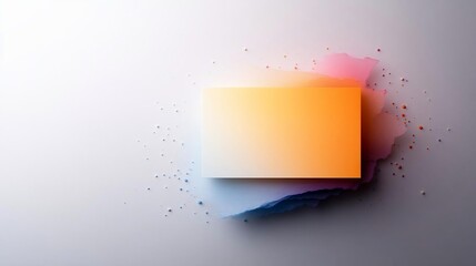 Leinwandbilder - Abstract composition featuring a central rectangle with vibrant gradient hues a torn paper effect with speckles in pastel shades against a white background creating a modern artistic display