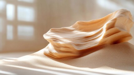 Leinwandbilder - An abstract composition features a sculpted form resembling a sand dune or rock formation. Soft lighting and textures create a sense of calm and natural beauty