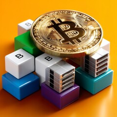 Poster - Bitcoin on Colorful Blocks: A Conceptual Depiction of Blockchain Technology and Digital Currency