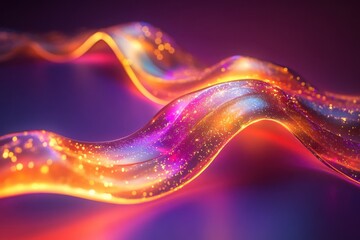 Poster - Vibrant abstract waves of color and light creating a magical atmosphere at night