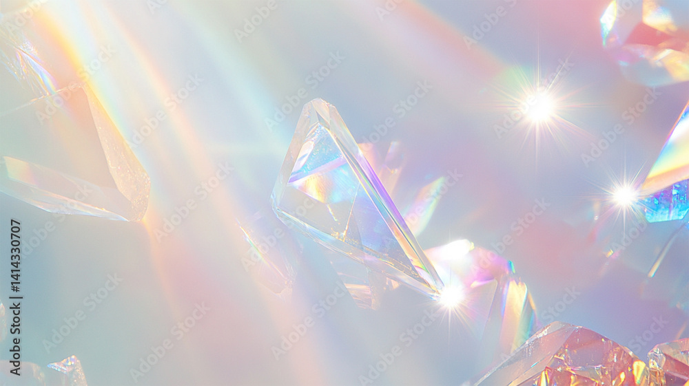 Abstract multicolor gradient background with soft shapes.Prism, ray ...